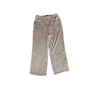 Victoria's Secret Velour Wide Leg Lounge Pants Taupe Beige Drawstring Large
